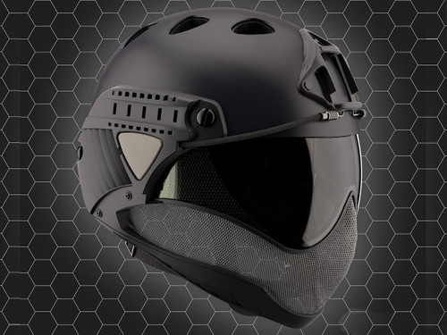 WARQ Full Face Protection Helmet System (Color: Black / Clear Lens)