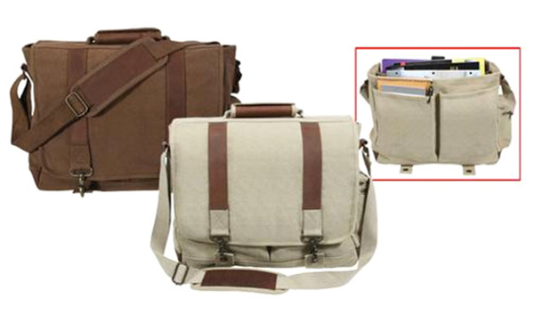 Rothco Vintage Canvas Pathfinder Laptop Bag With Leather Accents