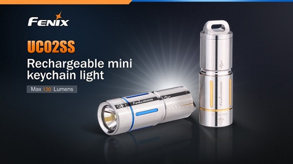 Fenix UC02 Rechargeable Light 130 Lumens- Stainless w/ Gold Trim