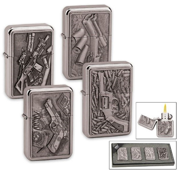 Firepower Brushed Brass Lighter Set