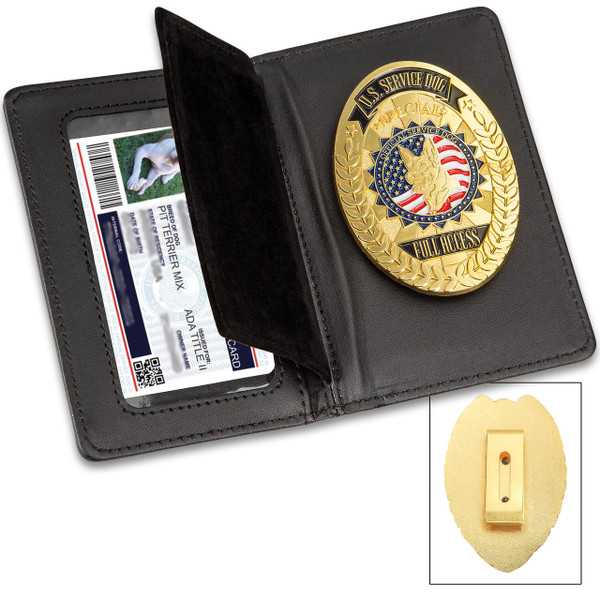 Service Dog Badge With Leather Case
