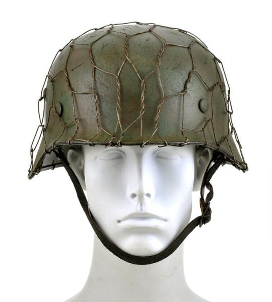 German SS Helmet With Period Correct Chicken Wire