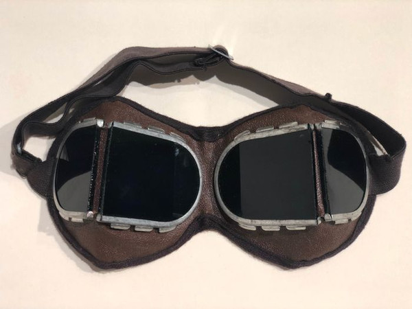 Russian Military Issue Split Glass Motorcycle Goggles - Dark Green