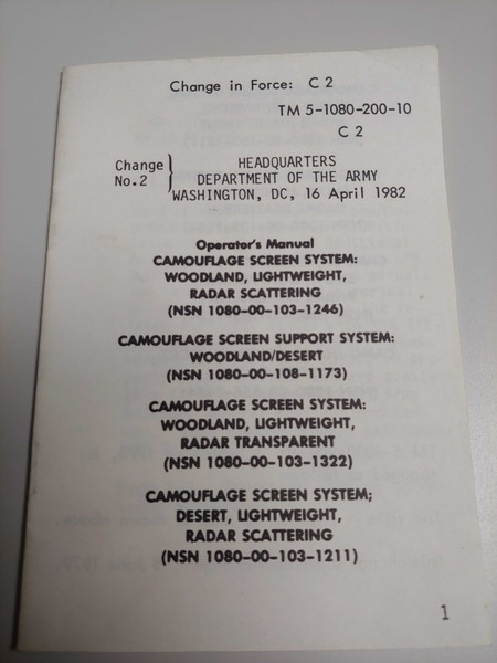 US Armed Forces Change in Force - TM 5-1080-200-10 Update C 2