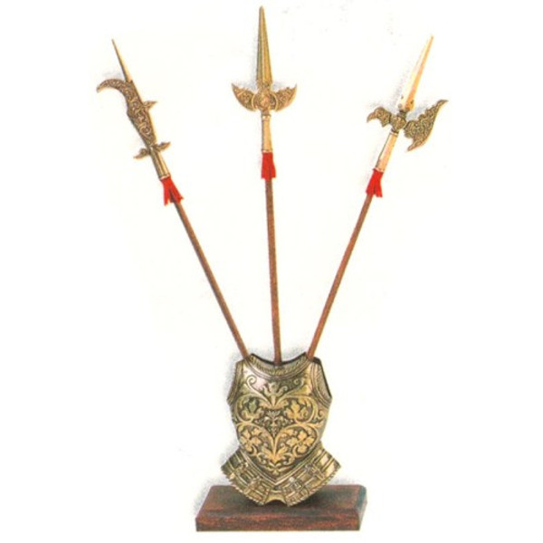 Denix Mini Breastplate Stand w/3 Halberds