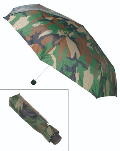 Mil-Tec Knirps Taschenschirm – Woodland Tarnmuster, 25 Cm Klein, Teleskop-Aluminium, Kompakt