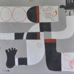 Acrylic and Charcoal Pencil on Canvas.  Unframed.  24 x 24"