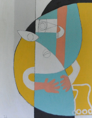 Acrylic and Charcoal pencil on canvas.  Framed.  31 x 25"