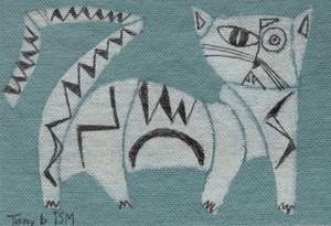 Feline Fatale - Series 37
Acrylic on Unstretched Canvas
3 1/2" x 5 1/4"