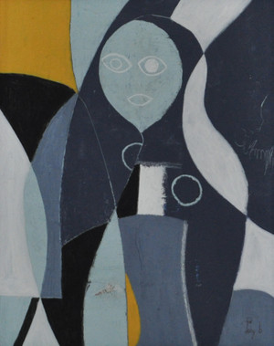 Lady in Blue - Mixed Media on Canvas.  Unframed.  20 x 16"