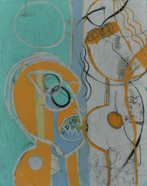 Scared Little Mother - Acrylic & Oil Stick & Charcoal on Canvas - Gallery Wrapped. 20 x 16"