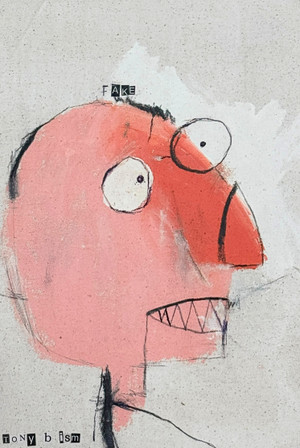 Fake - Mixed Media on Unstretched Canvas, 10 1/2 x 14 1/2" Affordable original art. Easily custom frame with preferences of the collector.