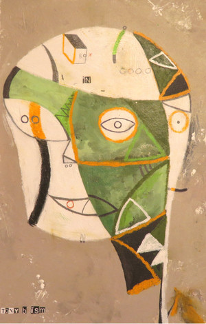 I Have Something in my Inbox - Mixed Media on Unstretched Canvas, 16 x 11"