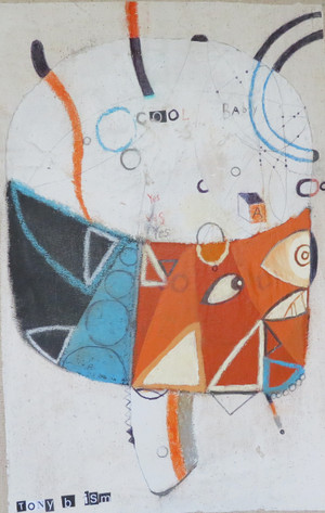 Cool Baby - Mixed Media on Unstretched Canvas, 9 1/2 x 14"