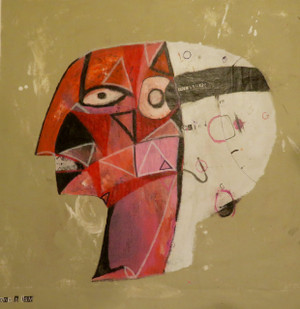 Grinding Teeth - Mixed Media on Unstretched Canvas, 22 x 22"