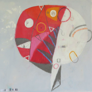 Rosy - Mixed Media on Unstretched Canvas, 19 x 17"