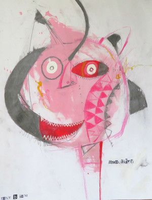 Feeding The Vanity - Mixed Media on Paper, 15 x 19"