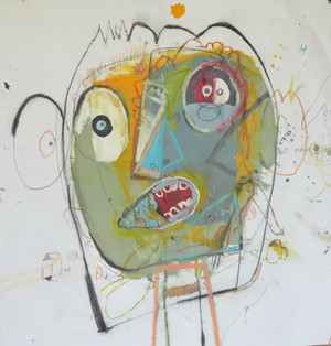 He Was Drunk - Mixed Media on Paper , 17 x 18"