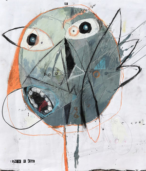 I Feel Your Pain - Mixed Media on Paper, 15 x 17 "