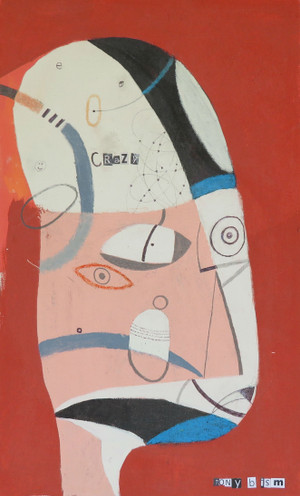 Out There - Mixed Media on Unstretched Canvas, 11 1/2 x 17 1/2"