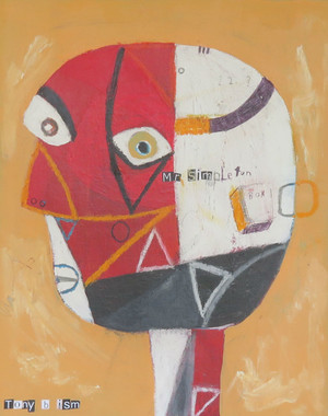 Simpleton - Mixed Media on Unstretched Canvas, 11 1/4 x 14 1/4"