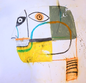 A Hole - Mixed Media on Paper, 16 3/8 x 16 1/8"