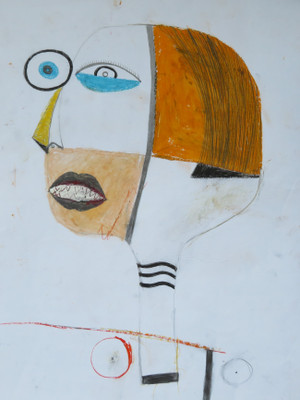 Femme Fatale - Mixed Media on Paper, 13 1/2 x 17 3/8"