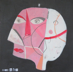 Genie - Mixed Media on Unstretched Canvas, 12 1/4 x 12 1/2"