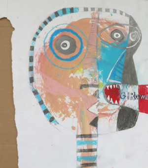 Growl - Mixed Media on Paper, 11 1/2 x 14"