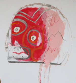 He Had a Quiet Disposition…But There Was Nothing Quiet About It - Mixed Media on Heavy Cardstock, 12 1/2 x 13"