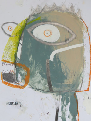 He Saw the World in Black & White… Poor Bastard - Mixed Media on Heavy Cardstock, 8 1/4 x 11 1/4"