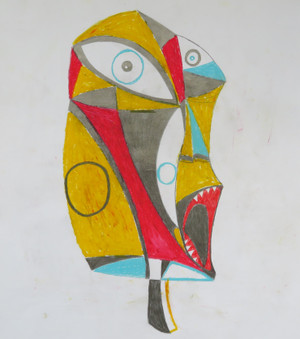 He Was Angry About Attending Anger Management - Mixed Media on Paper, 14 1/2 x 16 1/2"