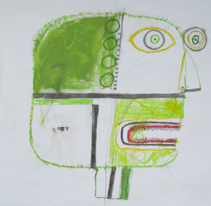 He Was Green with Envy - Mixed Media on Paper, 14 x14"