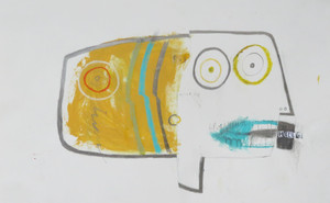 Hello - Mixed Media on Paper, 17 x 11"