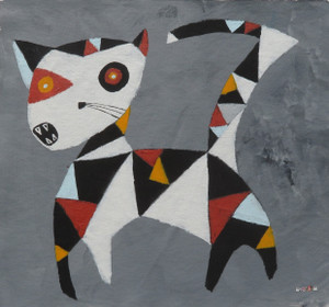 Feline Fatale - Series 175- Ferocious Feline (Two in One - Side One) 
Acrylic on Unstretched Canvas / Print
14 1/2 x 16"