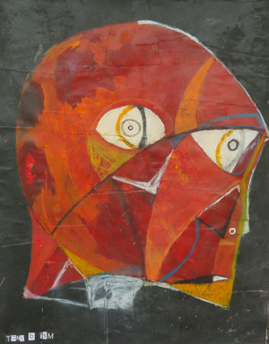 His Face Told A Story - Mixed Media on Paper, 14 x 17 3/4"