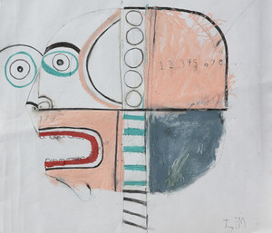 His Mind Worked In Numbers - Mixed Media on Paper, 14 x 12"