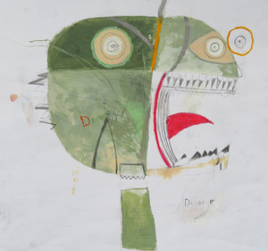 His Words Were Like Daggers - Mixed Media on Paper, 19 x 18"