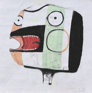 I Never Said That - Mixed Media on Paper, 13 1/2 x 13 1/2"