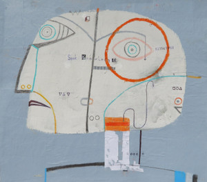 Knowledge Seeker - Mixed Media on Unstretched Canvas, 16 1/2 x 14 1/2"