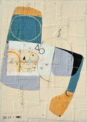 Abstract mixed media painting on canvas panel with vibrant textured strokes symbolizing transformation and shifting direction in an expressive composition.