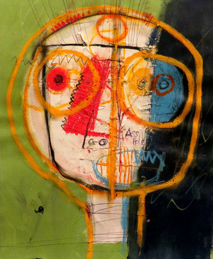 Asshole - Mixed Media on Unstretched Canvas, 11 1/4 x 14 1/4"