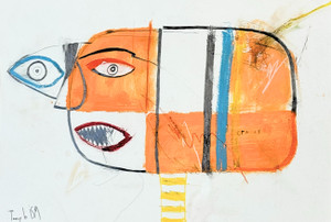 Artist Tonyism created this piece and is apart of his skull collection.  The artist provides intense bright colors in this piece, bringing the crazy along with wonderful feelings.