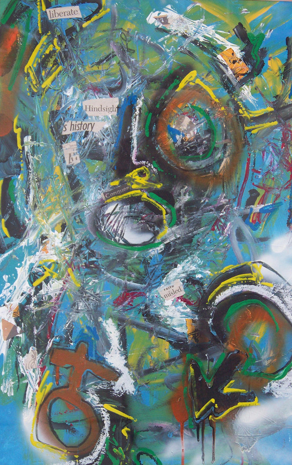 Liberate - Mixed Media  on Canvas - Framed, 35 x 25 1/2"
