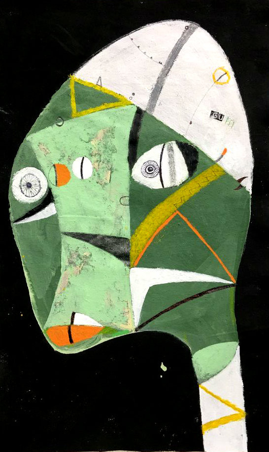 Gum - Mixed Media on Unstretched Canvas, 11 x 17 1/2"