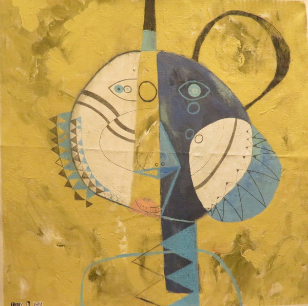 Mr. Personality - Mixed Media on Unstretched Canvas, 22 x 22"