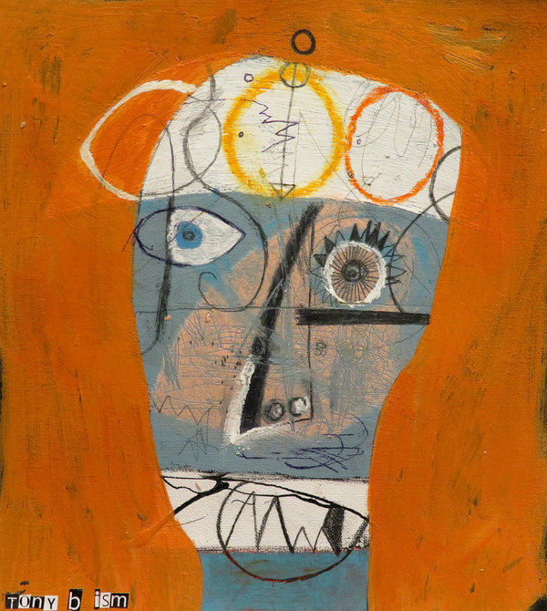 Papa King - Mixed Media on Unstretched Canvas, Framed, 10 5/8 x 9 1/2 "