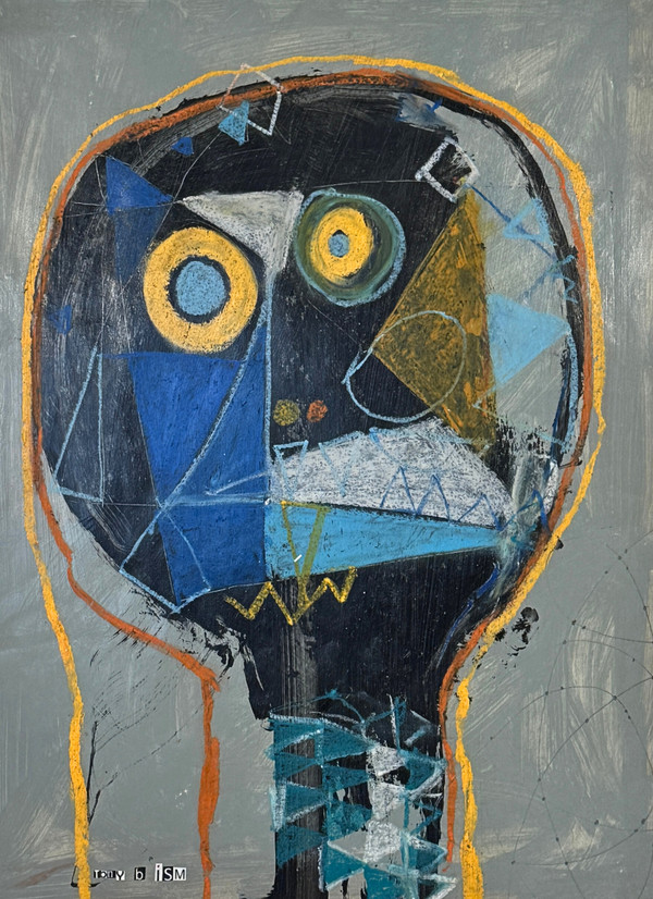 Affordable original art. Easily custom frame with preferences of the collector. The Face of Confusion is on Paper, 14 x 19 1/4". Zero Limits artist, TonyISM from Kansas City, created this piece from his head’s series directly onto paper with mixed mediums.