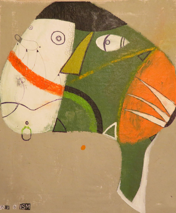 Curls - Mixed Media on Unstretched Canvas, 15 1/9 x 13"