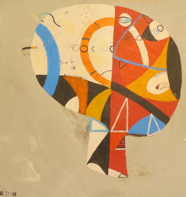 Never Mind - Mixed Media on Unstretched Canvas, 20 x 19"